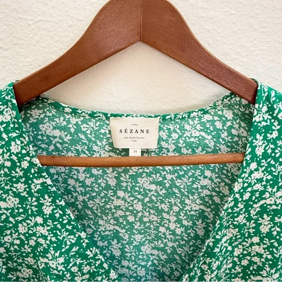 Sezane Eloine Blouse Garden Green - Size 2 - Picture 4 of 6